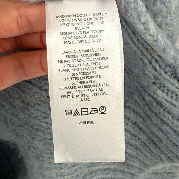 Anthropologie Nuria Cable Knit Cardigan Sweater Blue Women XS Petite Cozy Fuzzy - Picture 10 of 11